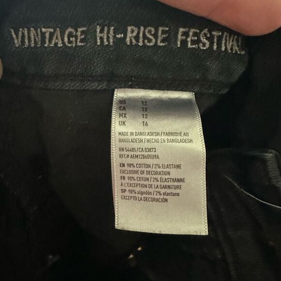 American Eagle black cutoff hi-rise size 12 festival denim shorts - Picture 3 of 3